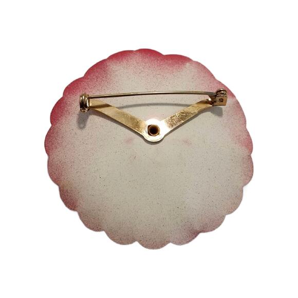 Vintage Patriotic Red, White and Blue Enamel Brooch, 2.5" Diameter - Picture 3 of 11